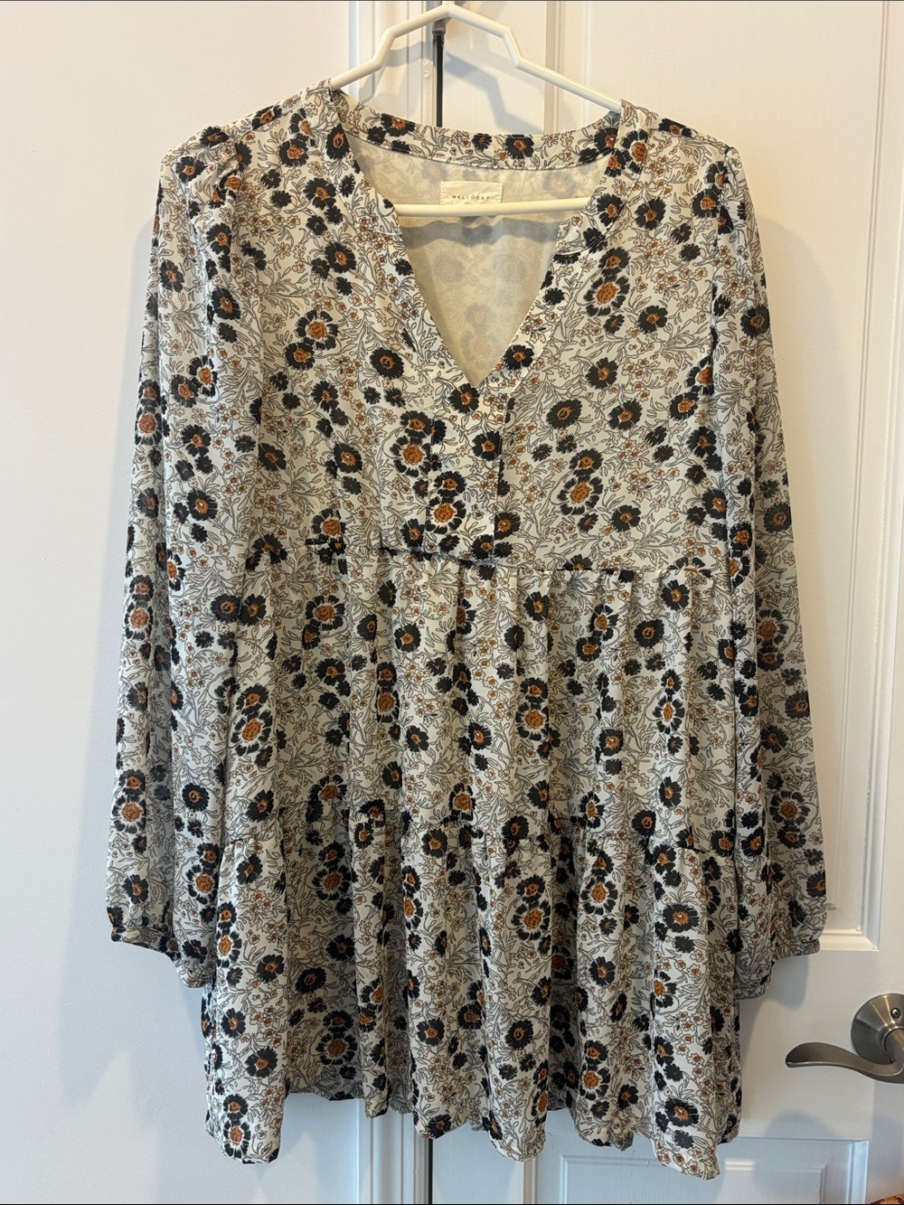 Mellow day V-Neck Floral Peasant Teired Mini Dress/Tunic